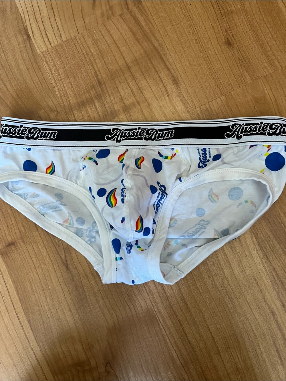 Aussiebum Men's Briefs with Rainbow Unicorns - White